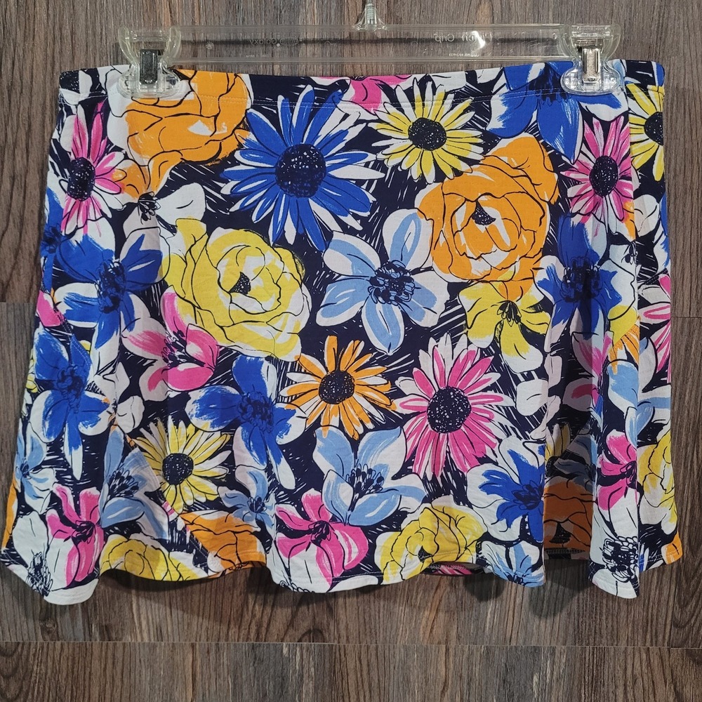 IBKUL Activewear Skort Sz L Multicolor Floral Quick Dry Cooling UPF 50+ Stretch